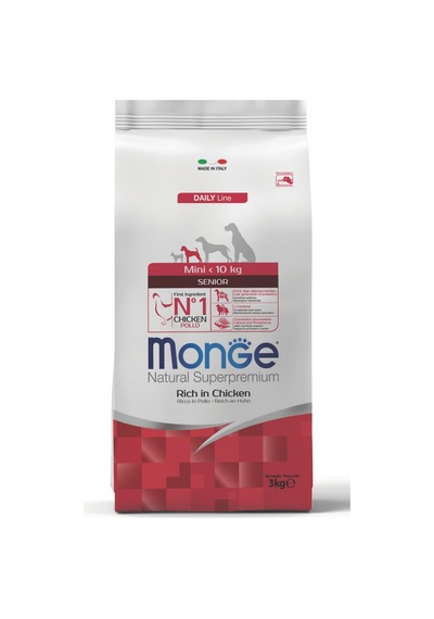 Monge Mini Senior Tavuklu Küçük Irk Yaşlı Köpek Maması 3 Kg