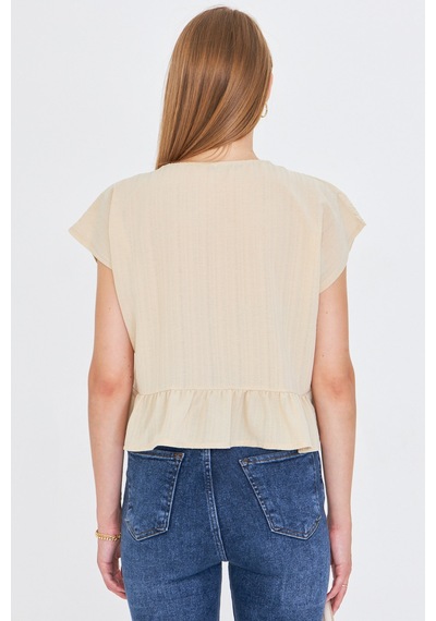 Armonika Kadın Krem Yarasa Kol Yakası Bağlamalı Eteği Fırfırlı Oversize Crop Bluz Arm-24y001088 Armonika Kadın Krem Yarasa Kol Yakası Bağlamalı Eteği Fırfırlı Oversize Crop Bluz Arm-24y001088