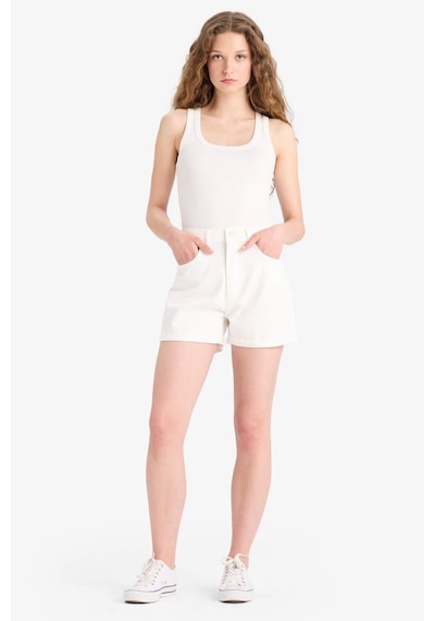 Defacto Mom Fit Yüksek Bel Katlamalı Paça Jean Şort E4695ax25smwt1 Beyaz