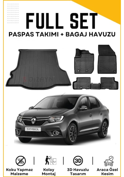 Renault Symbol 2015 Model Birebir Uyumlu Bagaj Havuzu+paspas Seti