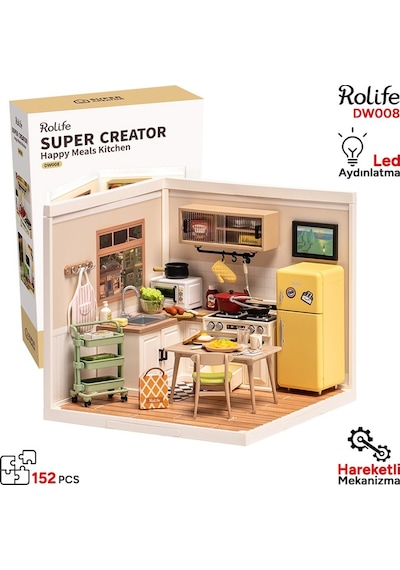 Rolife Dw008 Mutlu Yemekler Mutfağı Happy Meals Kitchen Dıy Minyatür Maket Model Seti Mini Dollhouse 3d Model Kit Detaylı Dekoratif Hobi Seti 3d Puzzle Tiny House Rolife Dw008 Mutlu Yemekler Mutfağı Happy Meals Kitchen Dıy Minyatür Maket Model Seti Mini Dollhouse 3d Model Kit Detaylı Dekoratif Hobi Seti 3d Puzzle Tiny House