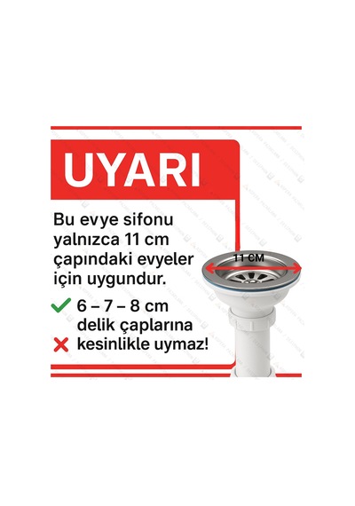 Tr Çöpmak Çiftli Lavabo Sifonu 11 Cm Koku Önleyici, Dayanıklı Banyo Ve Mutfak Gider Boru Bağlantı Seti