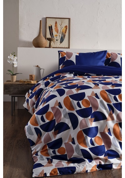 Doqu Home Saten Nevresim Takımı Diego Çift Kişilik - Lacivert Çok Renkli