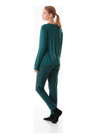 Fullamoda Kalp Nakışlı Bisiklet Yaka 2 Li Pijama Takımı 24mıcg631125720-yeşil Yeşil