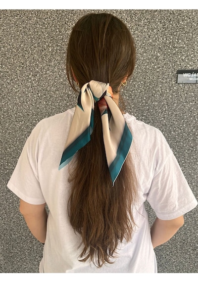 Şifon Saten Fular Bandana Desenli Fular Aksesuar Renkli