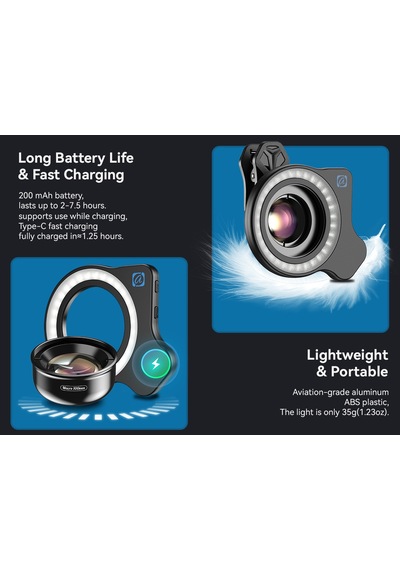 Apexel Hb100ufl 75mm Ultra Macro Lens With Fill Lıght
