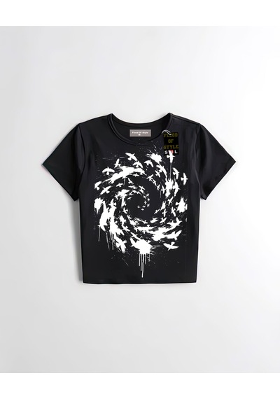 Flood Of Style Siyah Babby Tee Kuşlar Özel Tasarım