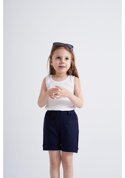 Oliventhekid Taşlı Detaylı Kız Çocuk Şort Lacivert Lacivert