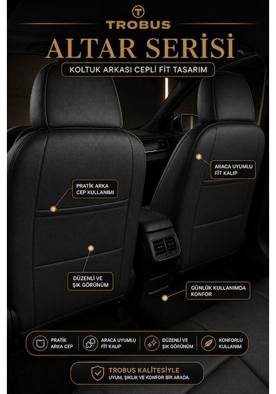 Fiat Egea Cross 2020 Sonrası Uyumlu Altar Serisi Tay Tüyü Bordo Siyah Premium Koltuk Kılıfı
