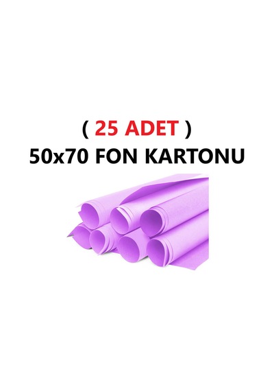 25 Adet 50x70 Cm Lila Renkli Fon Kartonu Rulo Canlı Renk Büyük Boy Anaokulu Kreş Okul