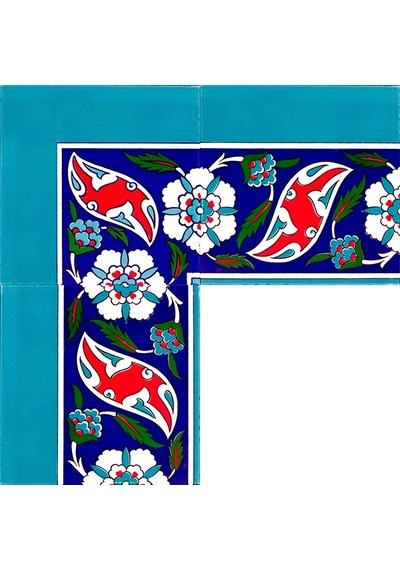 Armada Çini 20X20 CM Ks 21 İznik Rumi Desenli Seramik Çini Bordür