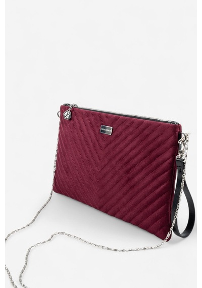 Silver Polo Sp1034 Kadın Portföy & Clutch Kapitone V Süet Bordo-süet Bordo