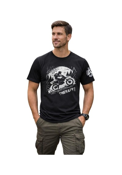 Aybaak Terapi Enduro Motocross Motorsiklet Baskılı Tişört Siyah