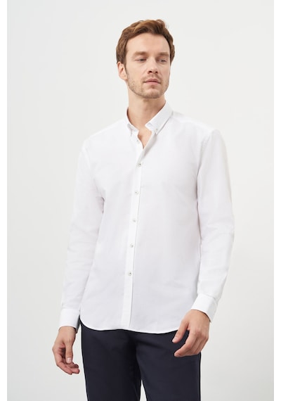 Morven Erkek Beyaz Pamuk Trend Düğmeli Yaka Dynamic Fit Gömlek 25ms004006600 Beyaz Beyaz