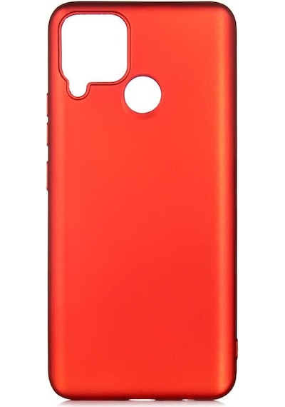 Kilifone - Realme Uyumlu C15 - Kılıf Mat Renkli Esnek Premier Silikon Kapak - Kırmızı