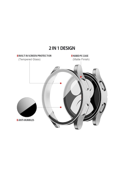 Samsung Galaxy Uyumlu Watch 4 Seri 44Mm Ekran Ve Kasa Koruyucu Sert Pc