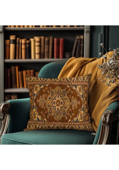 Turkıshrug Kıngdom Pers Halı Motifli Çift Taraflı 43x43 Cm Dekoratif Kırlent Kılıfı Klasik Ve Şık Salonlar İçin 43 X 43 Çok Renkli