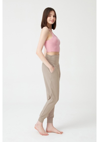 Los Ojos Vizon Beli Lastikli Şalvar Görünümlü Harem Pantolon Yoga Joggers Vizon Vizon