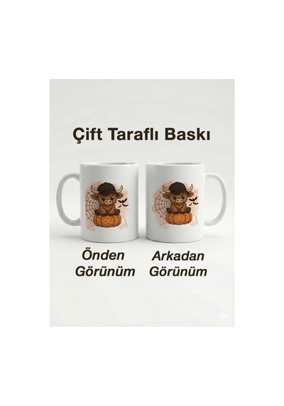 Kişiselleştirilebilir Bal Kabağı Ve Sevimli İnek Tasarımlı Hediyelik Beyaz Kupa Bardak - 330 Ml Çok Renkli - 876162337 Çok Renkli - 876162337 Çok Renkli