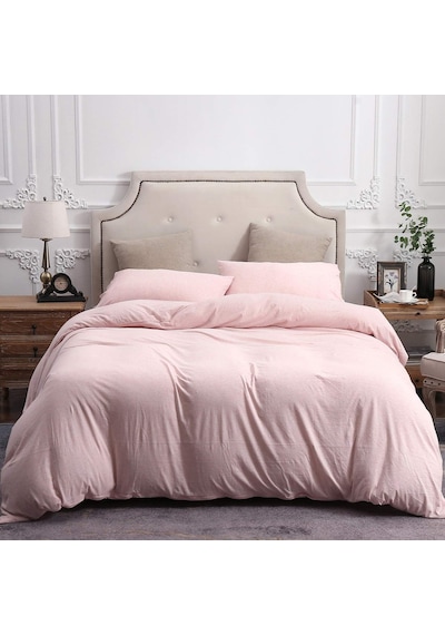 Soft Pink Çarşafı Lastikli Çift Kişilik Nevresim Takımı