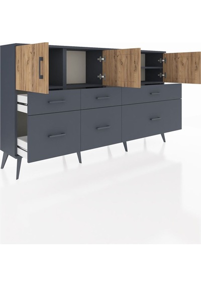 Arges Konsol 4 Raflı 6 Çekmeceli 4 Kapaklı 176x30x99 Antrasit-çam/antrasit Atlas Çam/antrasıt - Antrasıt Arges Konsol 4 Raflı 6 Çekmeceli 4 Kapaklı 176x30x99 Antrasit-çam/antrasit Atlas Çam/antrasıt - Antrasıt