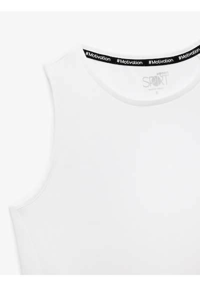 Koton Oversize Kolsuz Bisiklet Yaka Sporcu Atleti Beyaz 5sak30037nk Beyaz