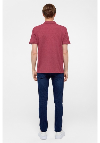 Süvari Koyu Bordo Regular Armürlü Polo Yaka Tişört-37210 Koyu Bordo