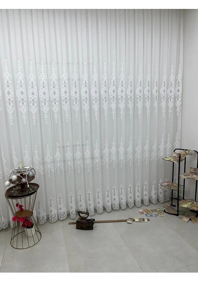 Selen 2895 Gümüş 1/2,5 Pileli Tül Perde, 100 X 270 Çok Renkli