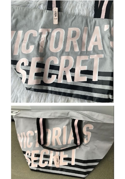 Victoria's Secret Vs Büyük Boy Logo Yazı Detaylı Gri Seyahat Çantası Gri