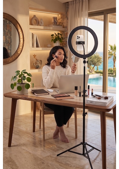 Joyplus Selfie Çubuğu Ring Light Led Işıklı Tripod Halka Youtuber Tiktok Video Makyaj Işığı Ayaklı