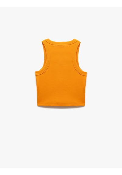 Koton Halter Yaka Fitilli Slim Fit Crop Kadın Atlet Turuncu 5sal30083ık Turuncu