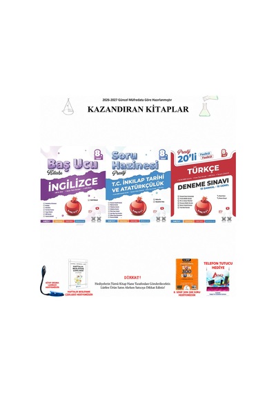Nartest 8. Sınıf Baş Ucu İngilizce, İnkılap Tarihi 3 Kitap Seti