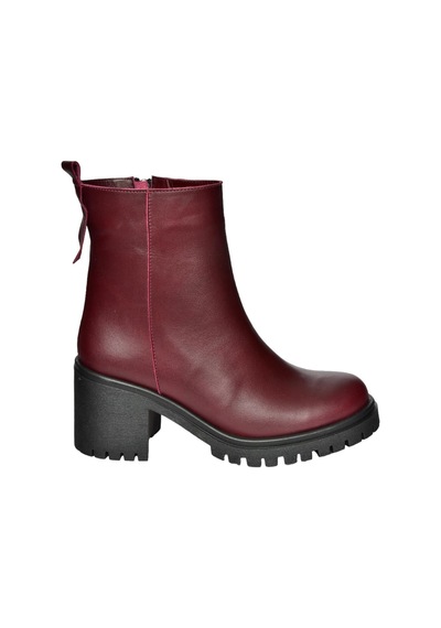 Fox Shoes R654006503 Bordo Hakiki Deri Kalın Topuklu Kadın Bot Bordo