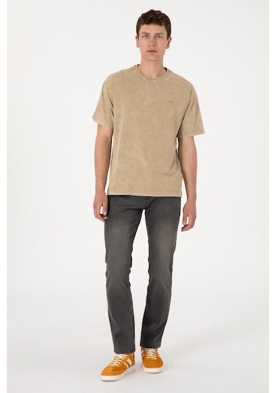 U.S. Polo Assn. Erkek Comfort Fit Bisiklet Yaka Haki Yıkamalı Tişört 50306878-VR027