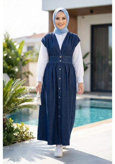 Hb Harma Time Butik Kadın V Yaka Düğmeli Koyu Kot Mavi Jile Koyu Mavi Hb Harma Time Butik Kadın V Yaka Düğmeli Koyu Kot Mavi Jile Koyu Mavi