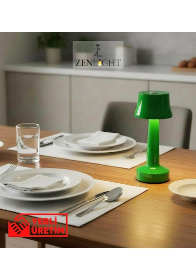 Zenlight Metal Dokunmatik Şarjlı Masa Lambası 320-4 Yeşil