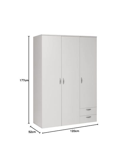 Ahşap Gardırop 120cm, Gardırop, Çok Amaçlı Dolap, 3 Kapılı Dolap, Elbise Dolabı 120x52x177cm Beyaz Ahşap Gardırop 120cm, Gardırop, Çok Amaçlı Dolap, 3 Kapılı Dolap, Elbise Dolabı 120x52x177cm Beyaz