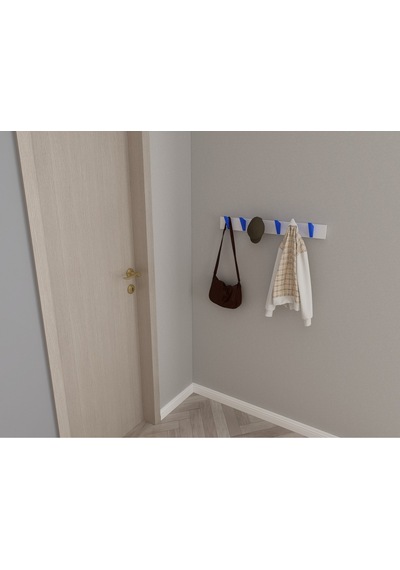 Hepsi3boyutlu Modern Duvar & Kapı Kanca Askılık - 6 Adet Mavi Kanca Askılık - Model No : 5 Mavi