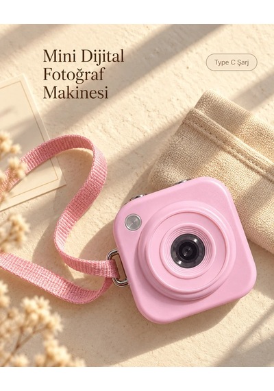 Ers Pembe Renk 2,01 İnç Ekranlı Taşınabilir Mini Dijital Fotoğraf Makinesi