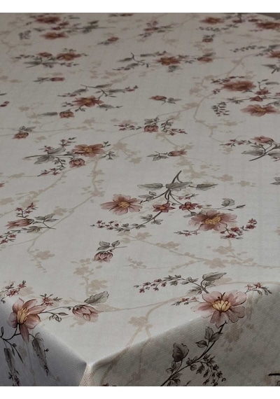 Elyaflı Pvc Muşamba - Desenli Silinebilir Masa Örtüsü Fnt1083-2 Kahverengi