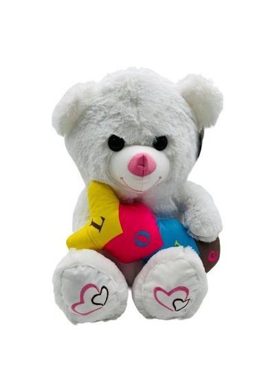 Peluş Renkli Love Kalpli Ayıcık 60 Cm - Mavi Su Dünyası Çok Renkli