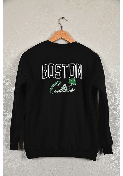 Wolters Outdoors Çocuk Celtic Oversize Baskılı Pamuklu Uzun Kollu Bisiklet Yaka Sw Siyah