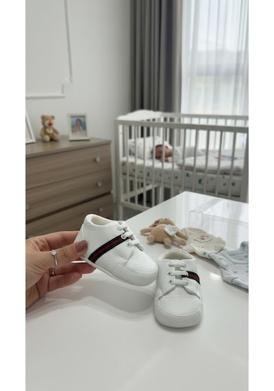 Balbeybi Bebek Ayakkabısı İlk Adım Kaydırmaz Taban Ortopedik Günlük Spor Patik Beyaz