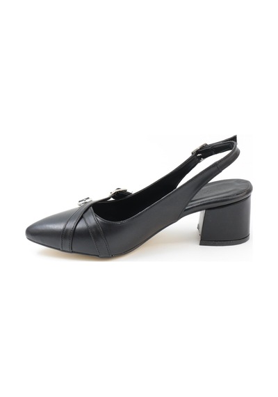Nesilshoes Nesil Shoes Tam 183 Siyah Kalın Topuklu Kadın Sandalet