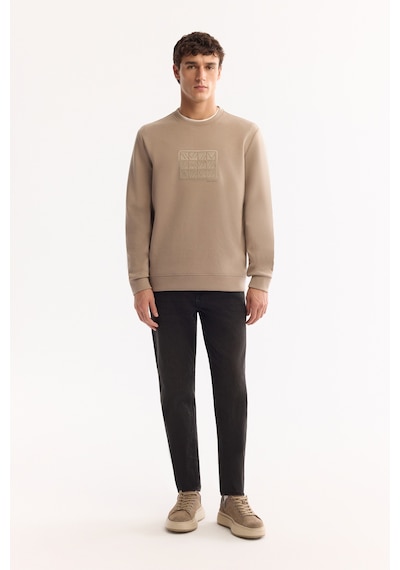 Avva Erkek Vizon Bisiklet Yaka Pamuklu Bi-stretch Baskılı Regular Fit Sweatshirt A52y1289