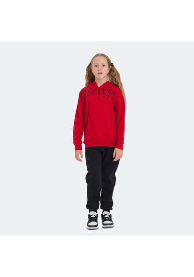 Slazenger LETTO Çocuk Kapüşonlu Cepli Kırmızı Sweatshirt