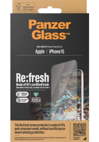 Panzerglass Apple iPhone 15 Uyumlu Ultra Geniş Uyum W. Kolay Hizalayıcı