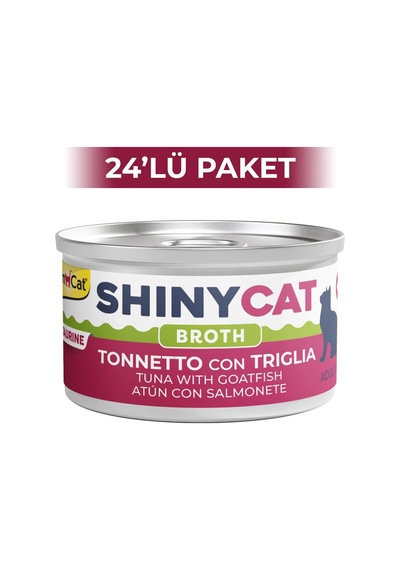 Gimcat Shinycat Broth Sos İçinde Barbun Balıklı ve Ton Balıklı Kedi Konservesi 24 x 70 G
