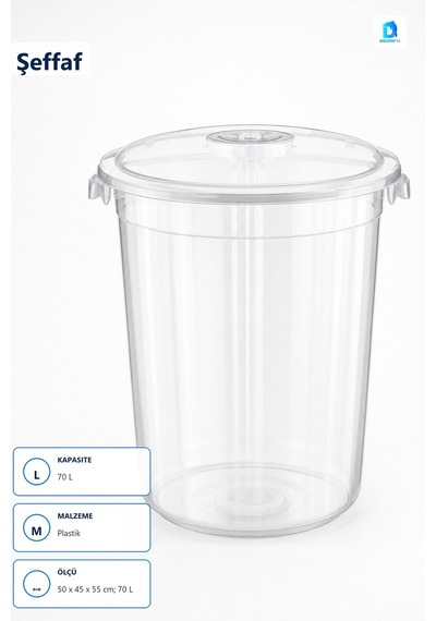 Şeffaf Erzak Kabı 70 L Plastik Saklama Kabı 50 X 45 X 55 Cm