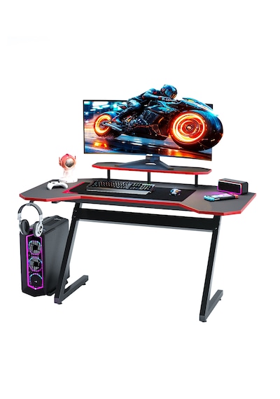 Profesyonel Rgb Ledli Oyuncu Masası 140 75 70 Cm Bilgisayar Masası Gamer Çalışma Masası Antrasit